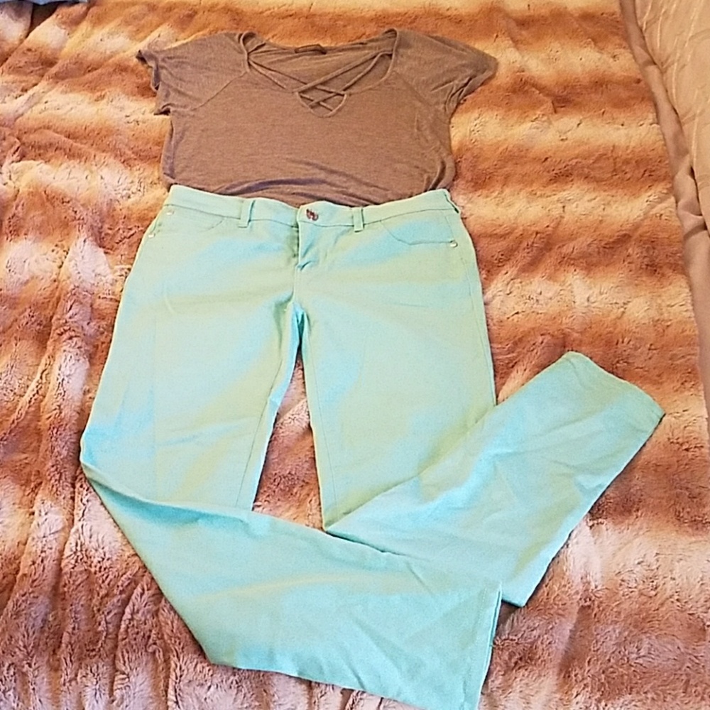 Seafoam Green Skinny Pants